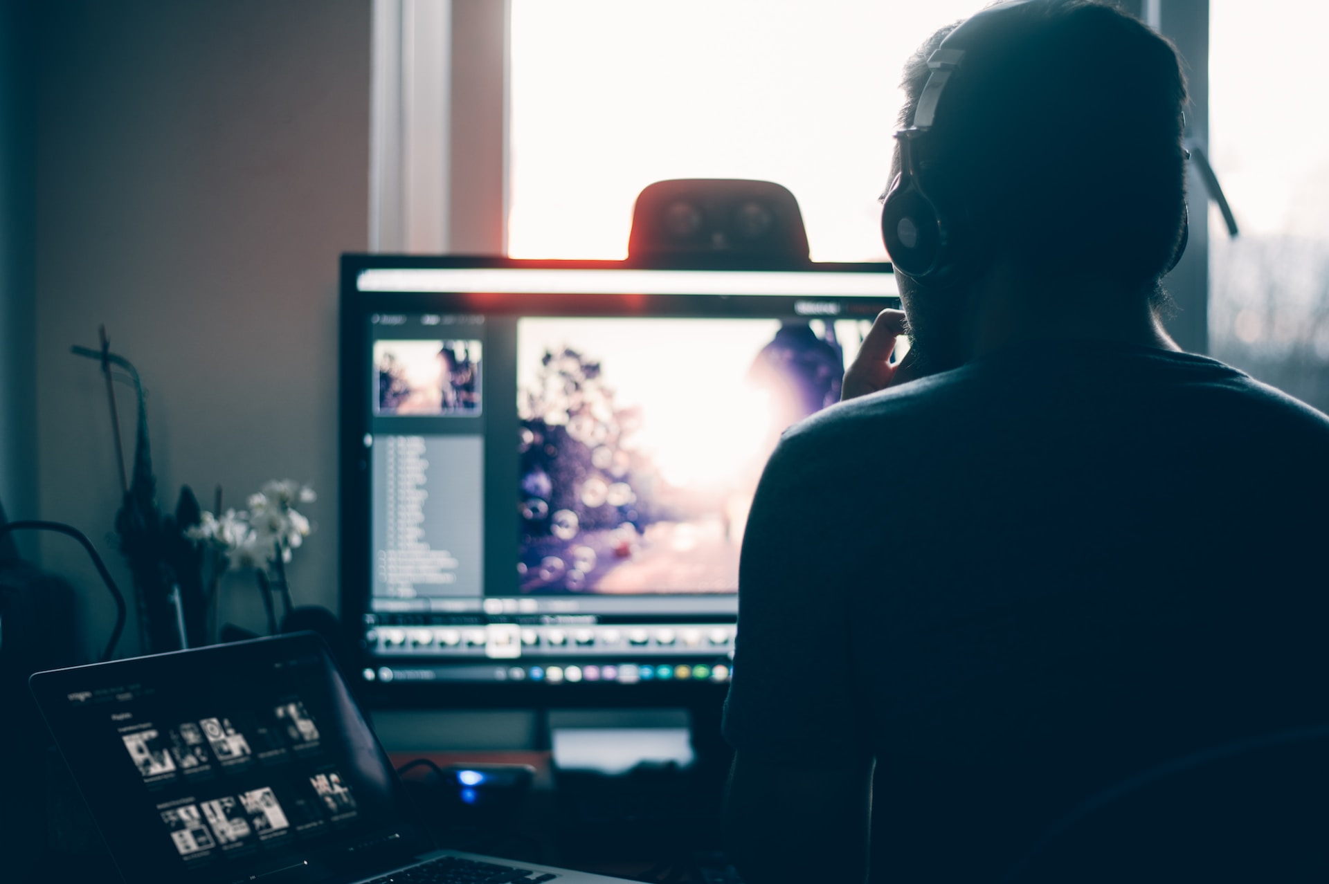 A person editing photos on his computer